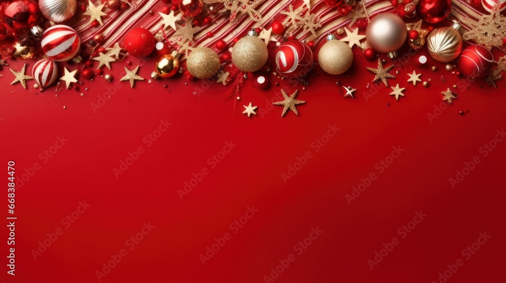 Perfect red Christmas background. Top view, flat lay Perfect red Christmas background. Top view, flat lay