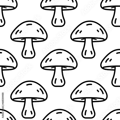 Seamless pattern with mushrooms isolated. Autumn background. Perfect for fabric, textile. Creative background