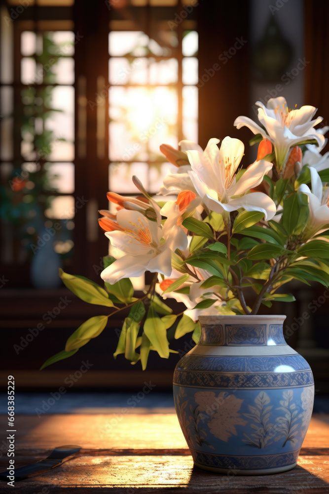 A vase of flowers sitting on a table. This image can be used for various purposes A vase of flowers sitting on a table. This image can be used for various purposes