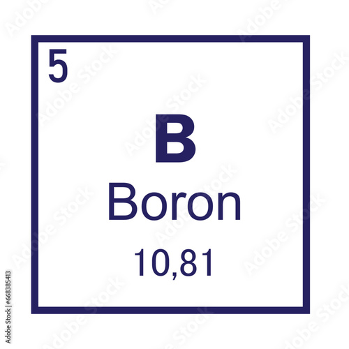 Boron Chemical Element symbol Vector Image Illustration Isolated on White Background 
