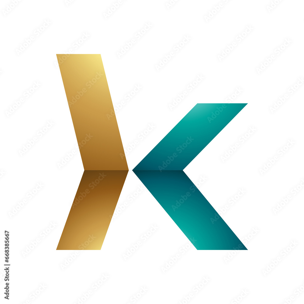 Persian Green and Gold Glossy Lowercase Arrow Shaped Letter K Icon Persian Green and Gold Glossy Lowercase Arrow Shaped Letter K Icon