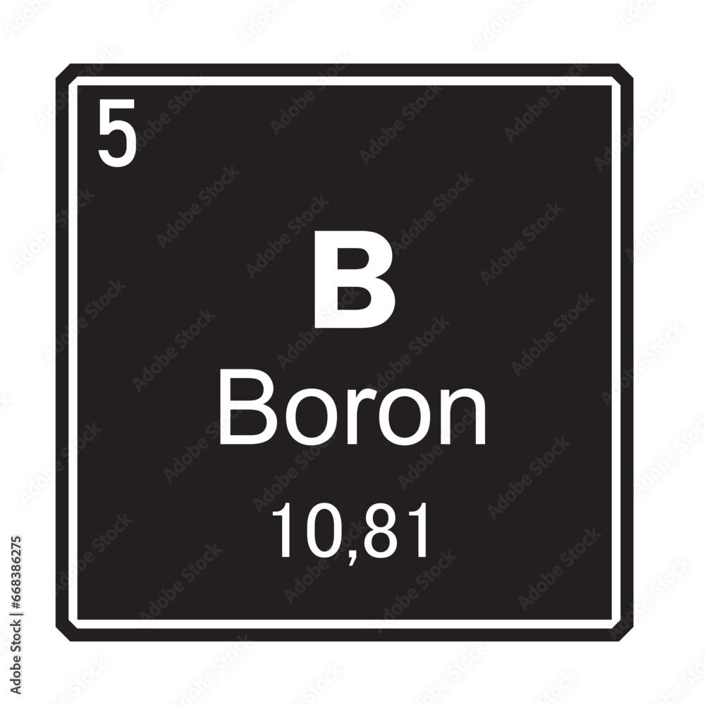 Boron Chemical Element symbol Vector Image Illustration Isolated on White Background Boron Chemical Element symbol Vector Image Illustration Isolated on White Background