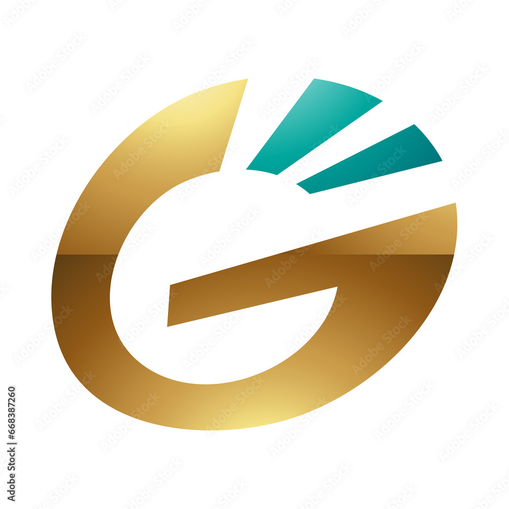 Persian Green and Golden Glossy Striped Oval Letter G Icon Persian Green and Golden Glossy Striped Oval Letter G Icon