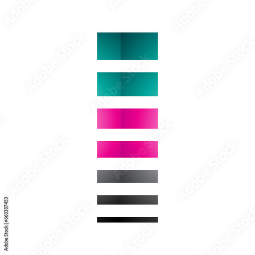 Persian Green and Magenta Glossy Letter I Icon with Horizontal Stripes