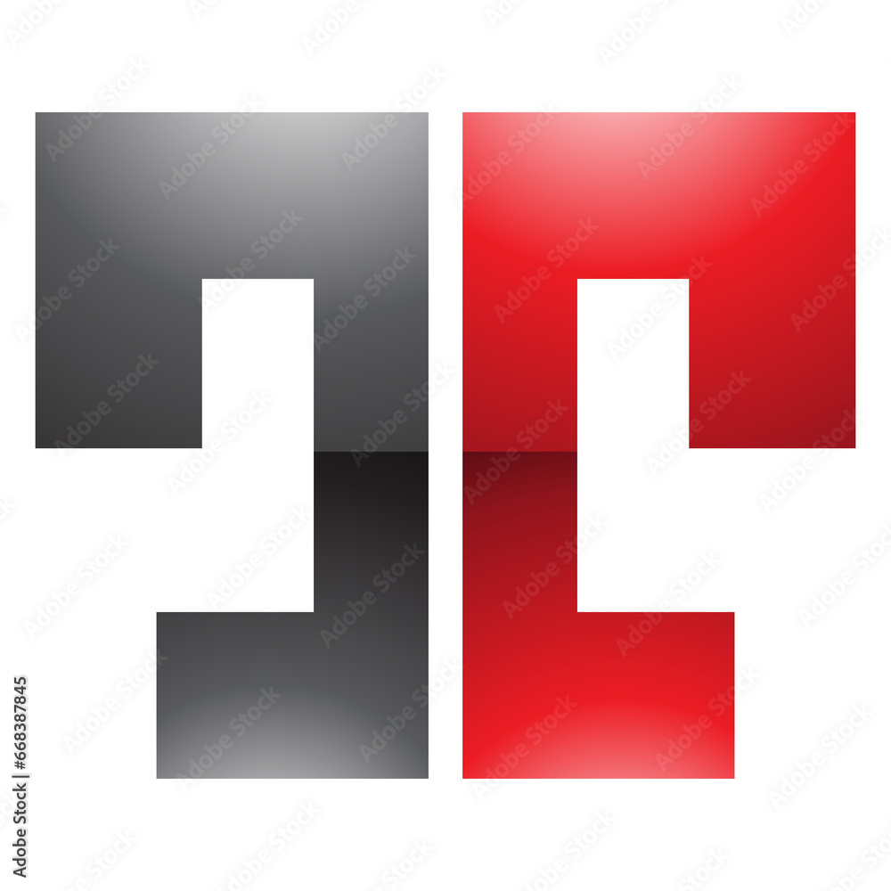 Red and Black Glossy Bold Split Shaped Letter T Icon Red and Black Glossy Bold Split Shaped Letter T Icon