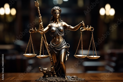 Statue of justice with scales of justice. Law and justice concept. Law and justice concept with a copy space.