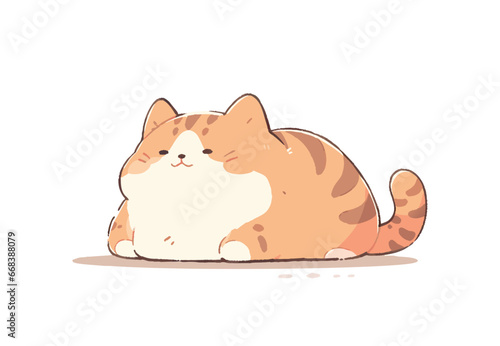 Cute and funny cat doodle vector sticker. Cartoon cat, kitten character design with flat color.Vector