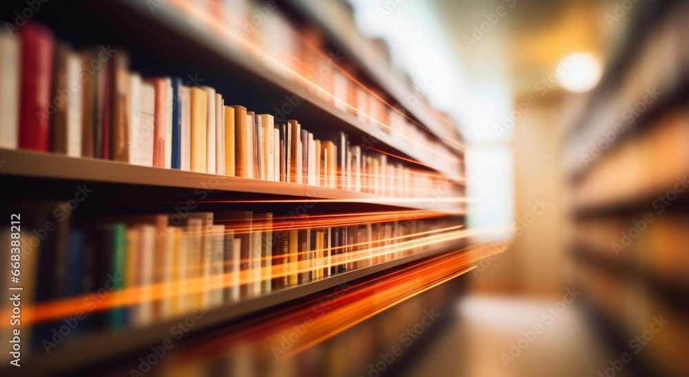 Blurry Bookshelf View: Echoes of Knowledge in the Library. Generative ai