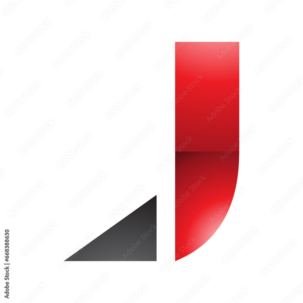 Red and Black Glossy Letter J Icon with a Triangular Tip Red and Black Glossy Letter J Icon with a Triangular Tip