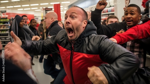 Fotografia Fighting and scuffles in the store during Black Friday