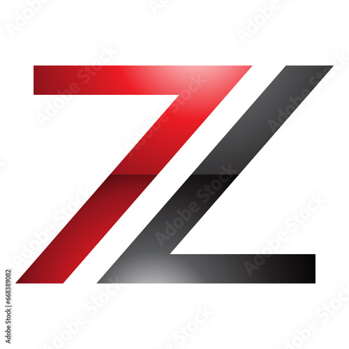 Red and Black Glossy Number 7 Shaped Letter Z Icon
