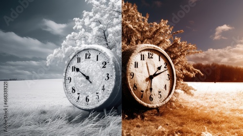  Clock changing from summer to winter time. 