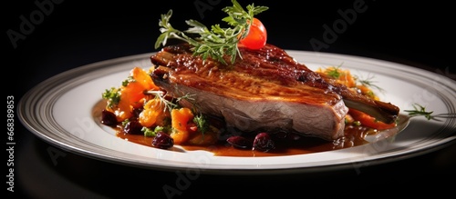 Fototapeta Naklejka Na Ścianę i Meble -  Fancy duck dish presented on a plate