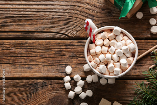 Cup of hot cocoa with marsh...
