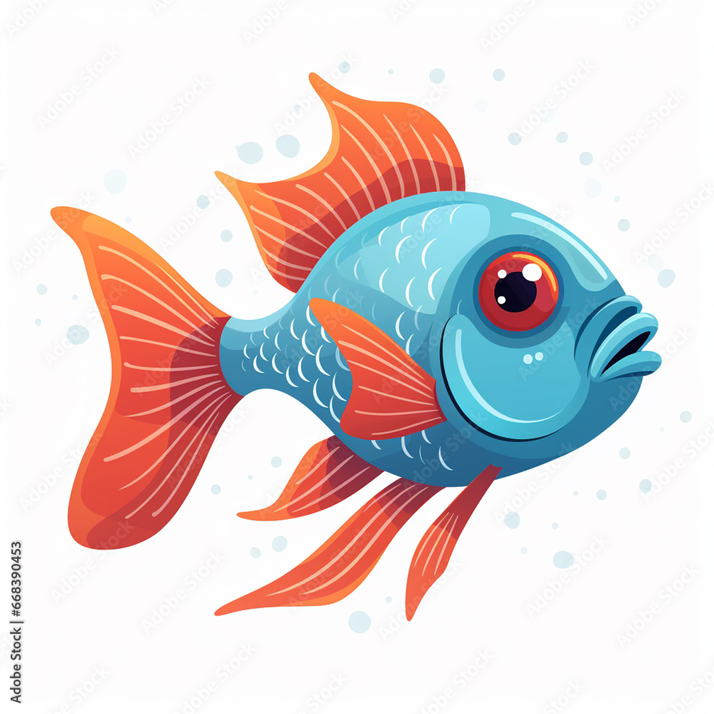 Betta fish swimming in tank painting