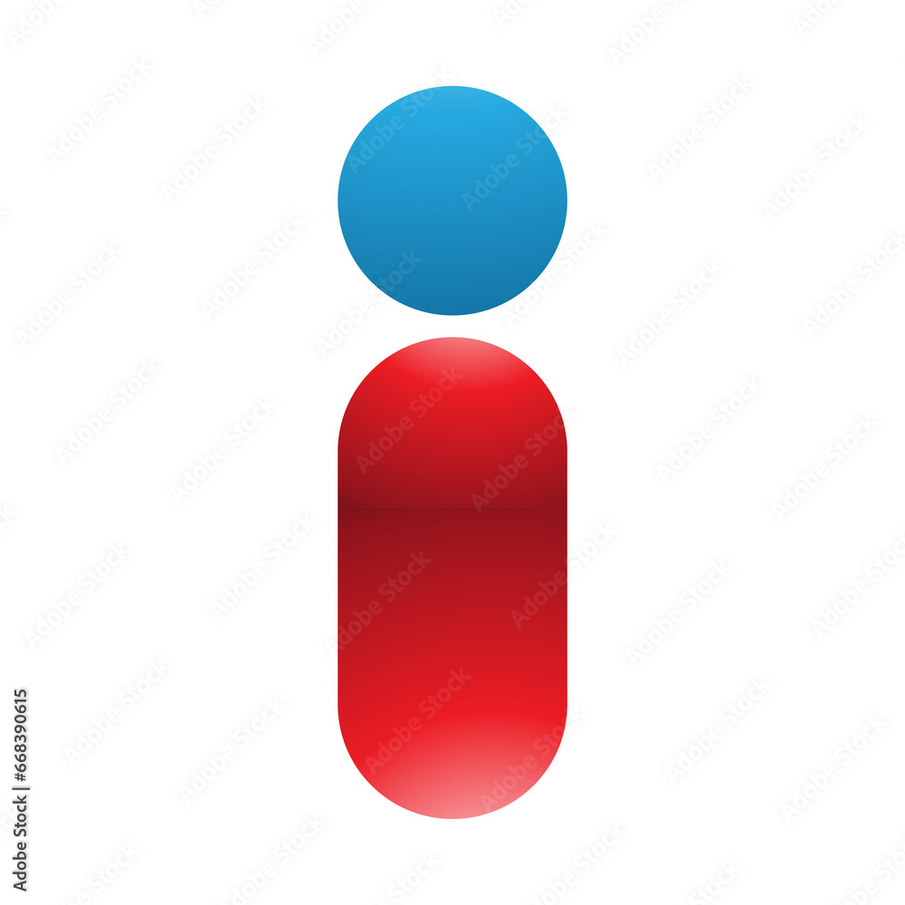 Red and Blue Glossy Abstract Round Person Shaped Letter I Icon Red and Blue Glossy Abstract Round Person Shaped Letter I Icon