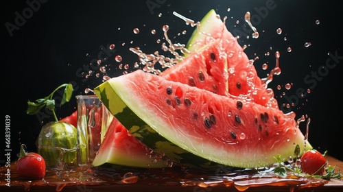 slice of watermelon in water ai generated