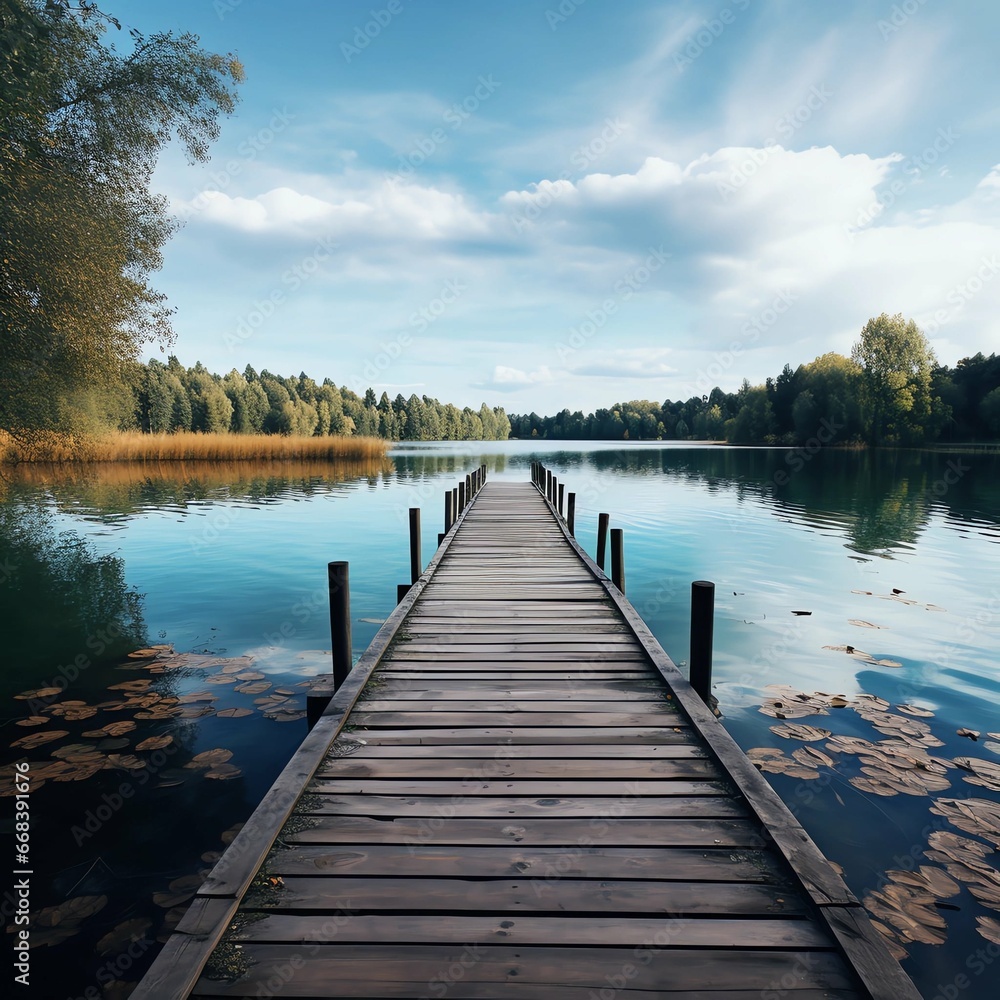 wooden pier on the lake wooden pier on the lake