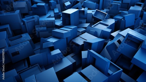 abstract blue cubes background ai generated