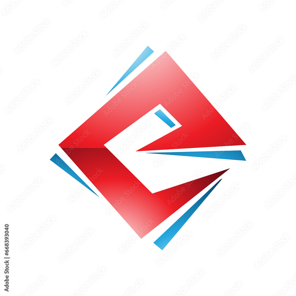 Red and Blue Glossy Square Diamond Letter E Icon Red and Blue Glossy Square Diamond Letter E Icon