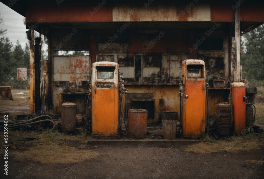 old abandoned pumps in the retro gas station old abandoned pumps in the retro gas station