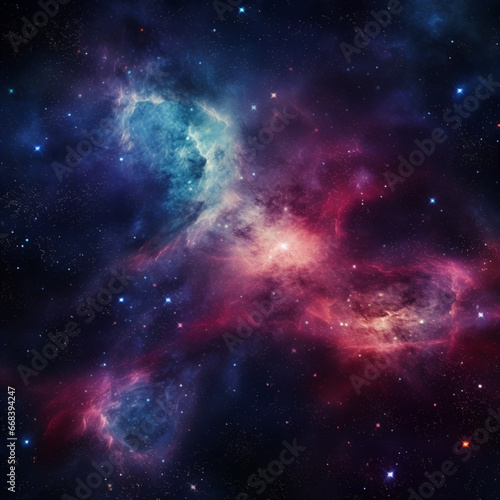 Fondo de estetica espacial de nebulosa con colores y diferentes estrellas