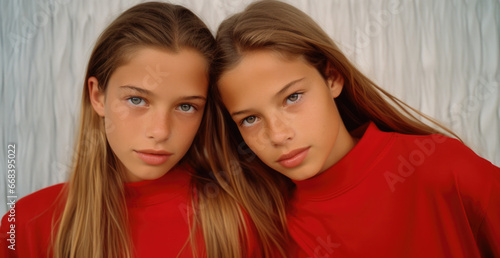 Portrait of girl twins