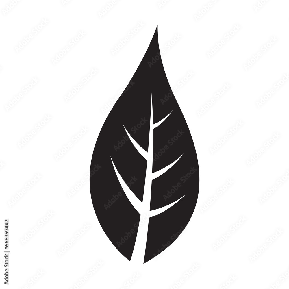 Black Abstract Simplistic Leaf Icon Black Abstract Simplistic Leaf Icon