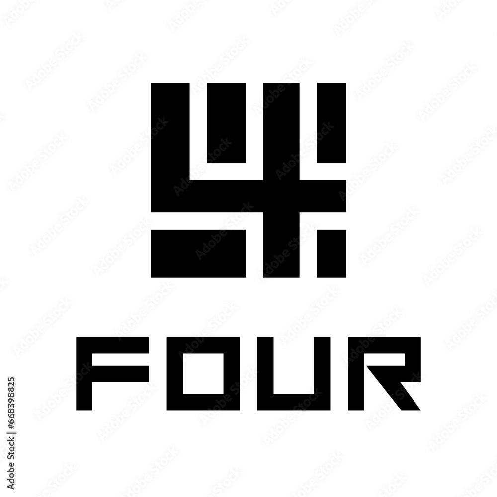 Obraz premium Black Symbol for Number 4 on a White Background - Icon 6