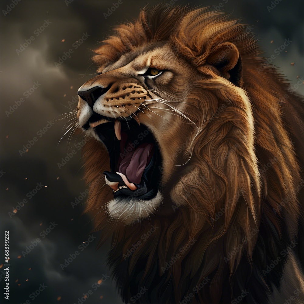 Fototapeta premium roaring lion illustration background