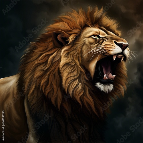 roaring lion illustration background