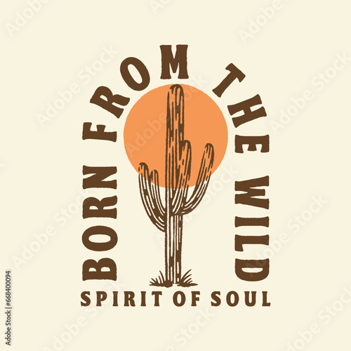 cactus illustration icon graphic wild design logo vintage desert badge sunset t shirt sunrise plant landscape