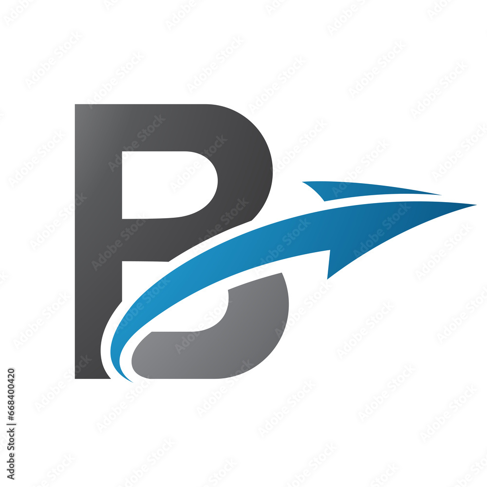 Blue and Black Uppercase Letter B Icon with an Arrow Blue and Black Uppercase Letter B Icon with an Arrow