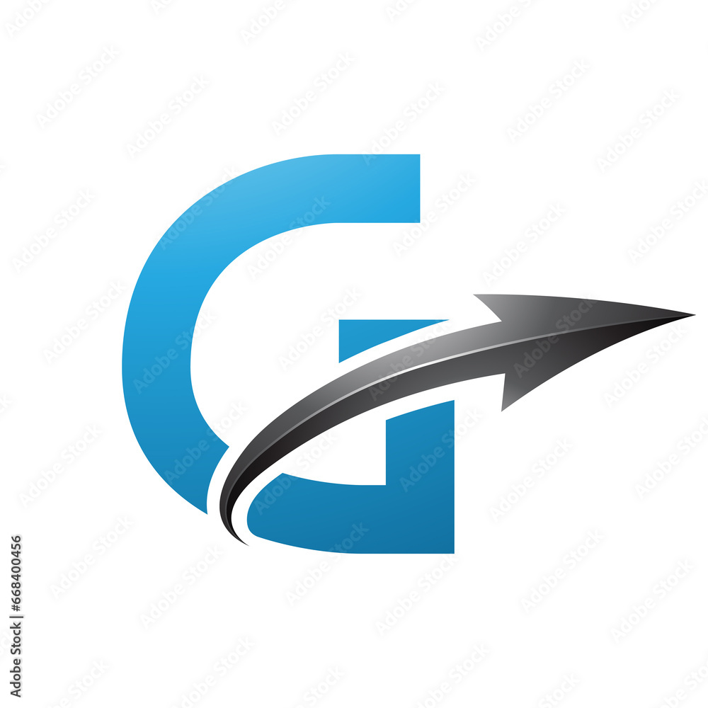 Blue and Black Uppercase Letter G Icon with a Glossy Arrow Blue and Black Uppercase Letter G Icon with a Glossy Arrow