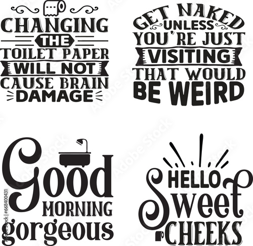 Funny Bathroom Quotes vector illustrations, Toilet quote vectors