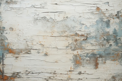 Cracked paint weathered rustic wooden board texture background.