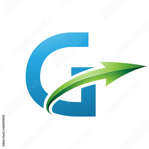 Free Download Blue and Green Uppercase Letter G Icon with a Glossy Arrow - GFXLoad
