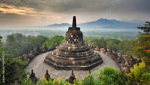 famous borobudur temple in mungkid indonesia natural © Mary