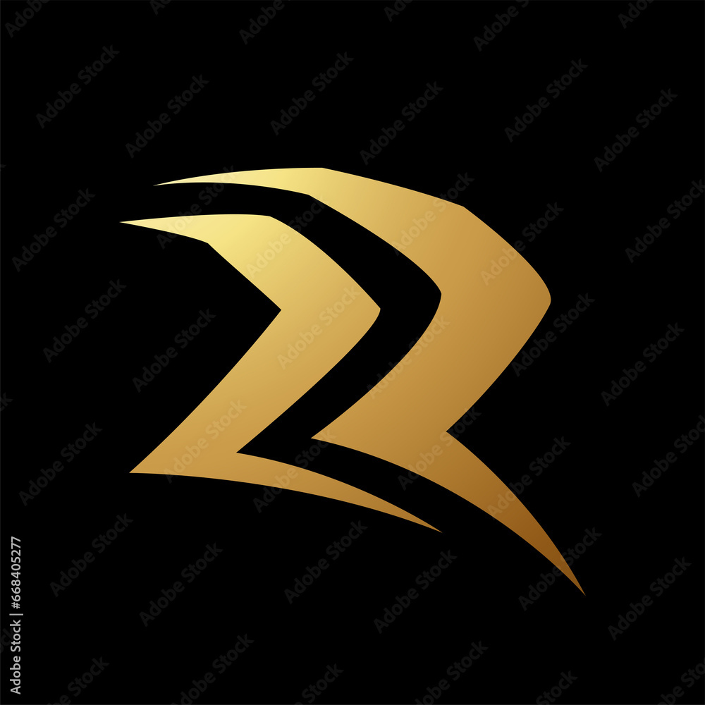Gold Abstract Simplistic Letter R Icon Gold Abstract Simplistic Letter R Icon