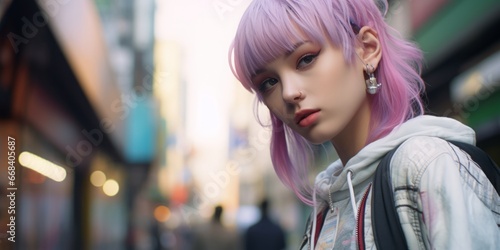 Trendy youth in Harajuku, showcasing cutting-edge fashion and urban subculture. Perfect for cultural and style-oriented projects.