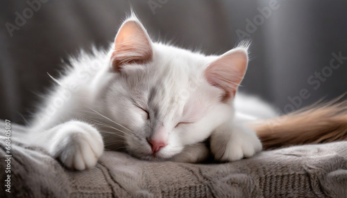 portrait of sweet sleep white cat