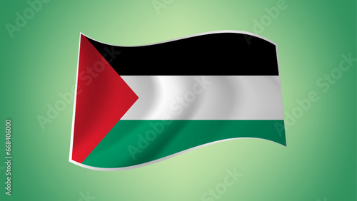 National Flag of Palestine - Waving National Flag of Palestine - Palestine Flag Illustration
