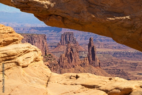 Canyonlands National Park offers breathtaking views of eroded canyons, rocky mesas and strange buttes in the area where the Green River and Colorado River meet in their canyons far below