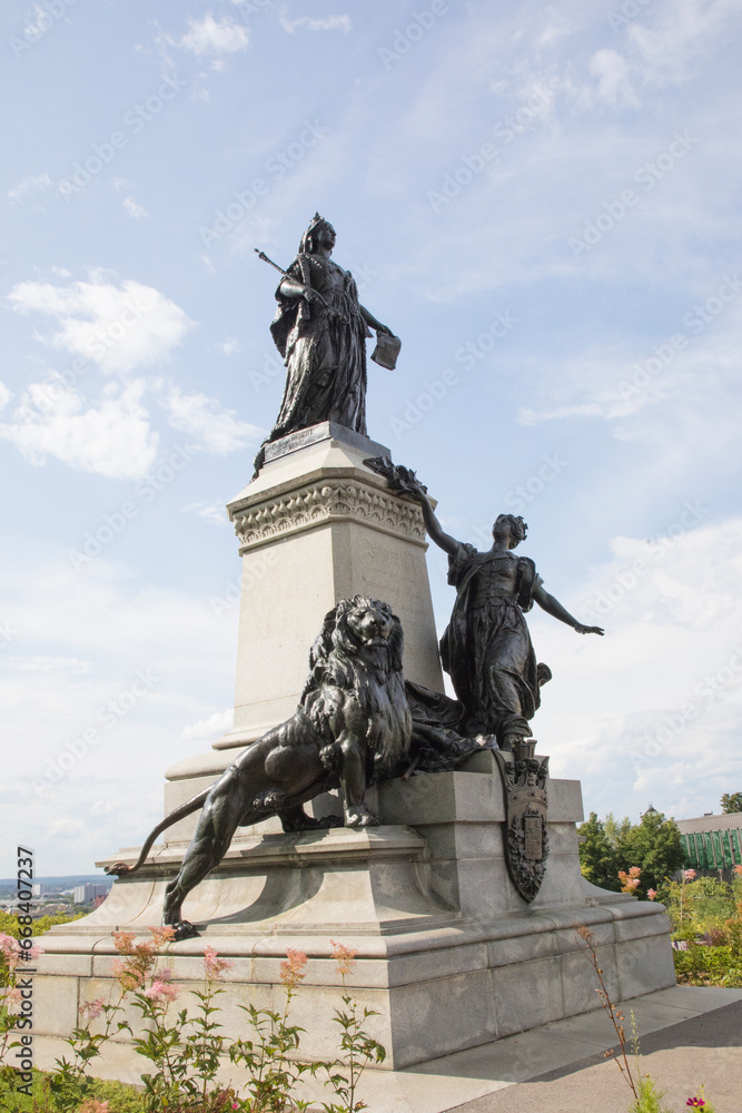 The Queen Victoria Monument overlooking the Rideau Canal in Ottawa, Canada