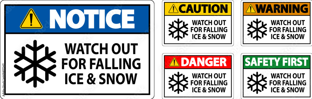 Caution Sign Watch Out For Falling Ice And Snow Caution Sign Watch Out For Falling Ice And Snow