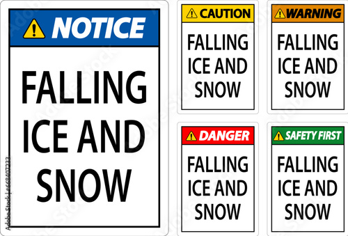 Caution Sign Falling Ice And Snow