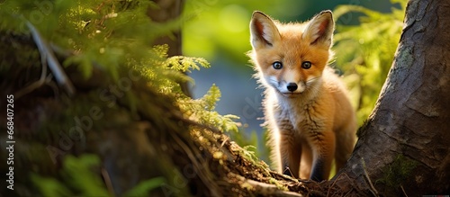 Inquisitive young fox in San Juan Islands photo