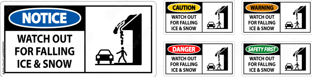 Caution Sign Watch Out For Falling Ice And Snow