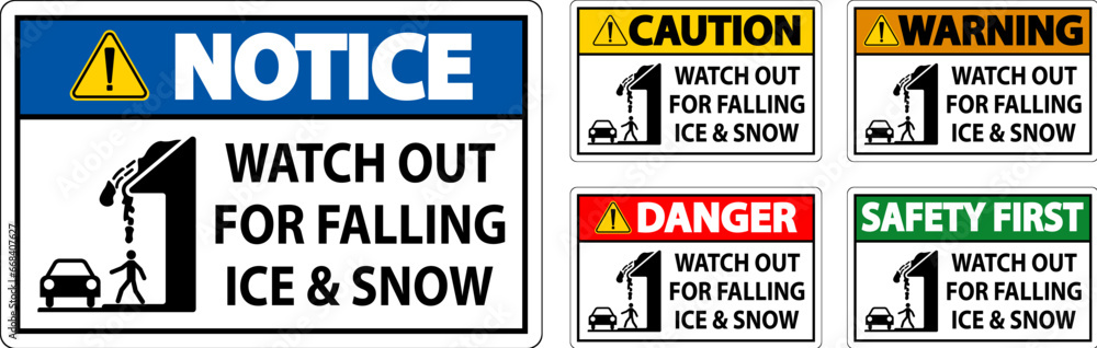 Caution Sign Watch Out For Falling Ice And Snow