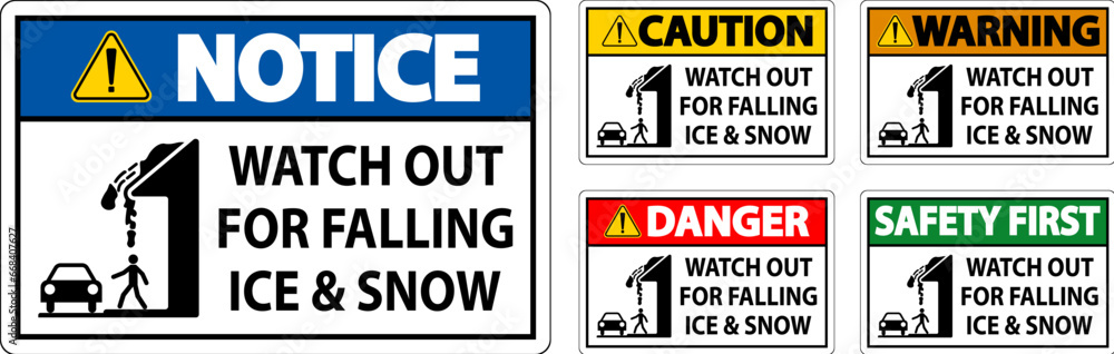 Caution Sign Watch Out For Falling Ice And Snow Caution Sign Watch Out For Falling Ice And Snow